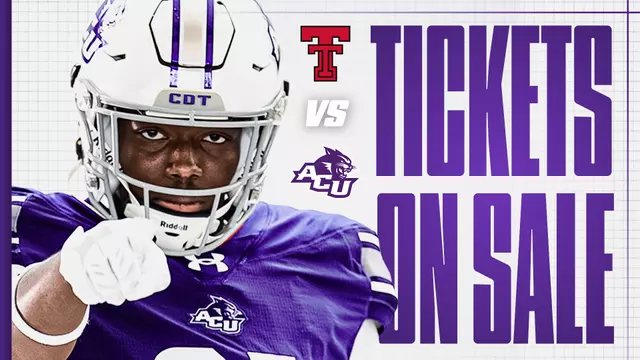 ACU football tickets at Texas Tech graphic