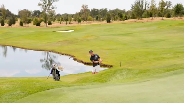 Luis Buech hits a shot at Halbert National in Granbury, Texas.