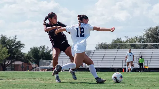 Raegan Hollis battles for possession of the ball against Texas Southern on Sept. 20, 2026.