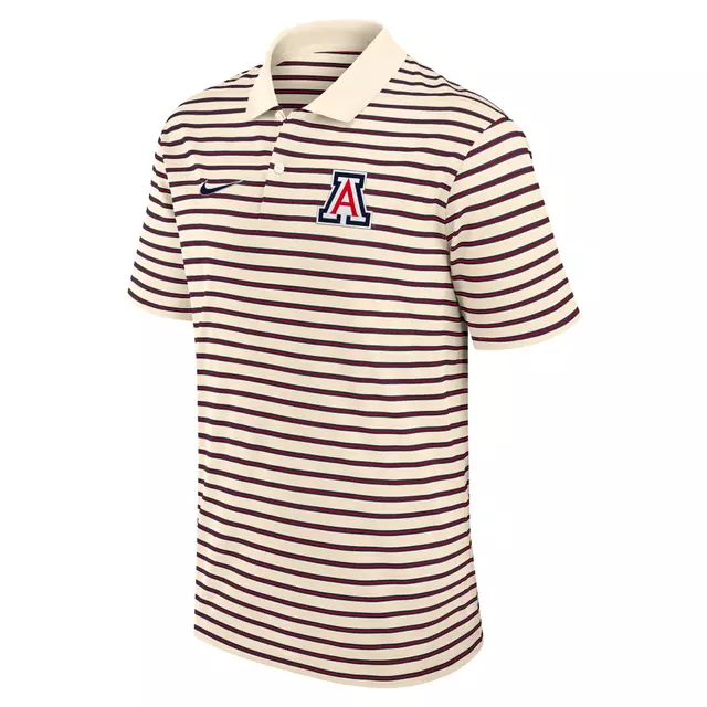 Men's Nike Tan Arizona Wildcats Primary Logo Striped Dri-FIT Polo