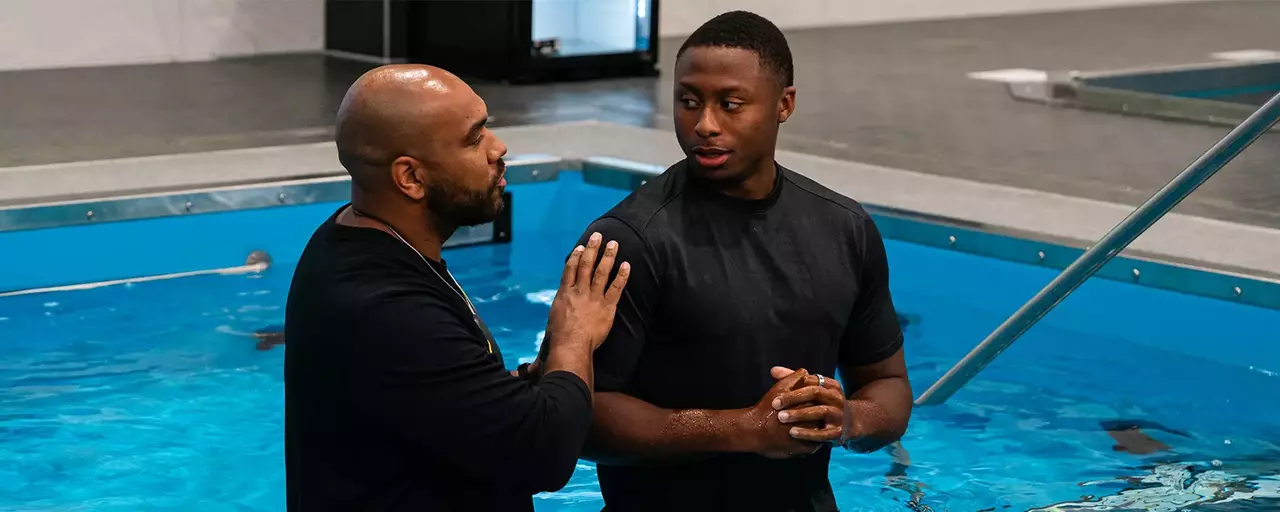 DJ Lagway gets baptized in 2026 with Kevin Washington alongside him