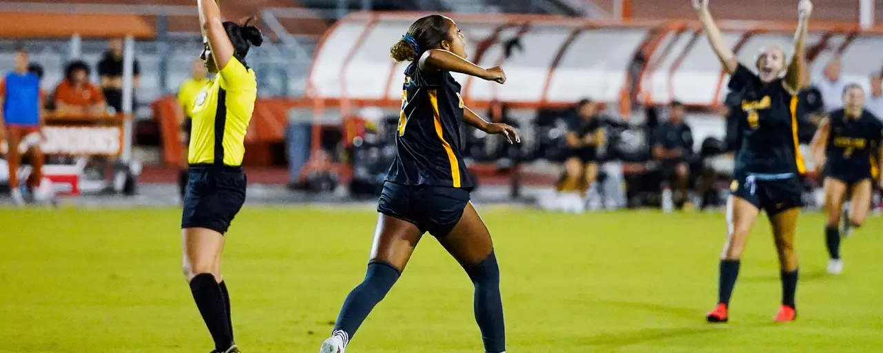Aryanna Jimison celebrates after scoring goal at Texas