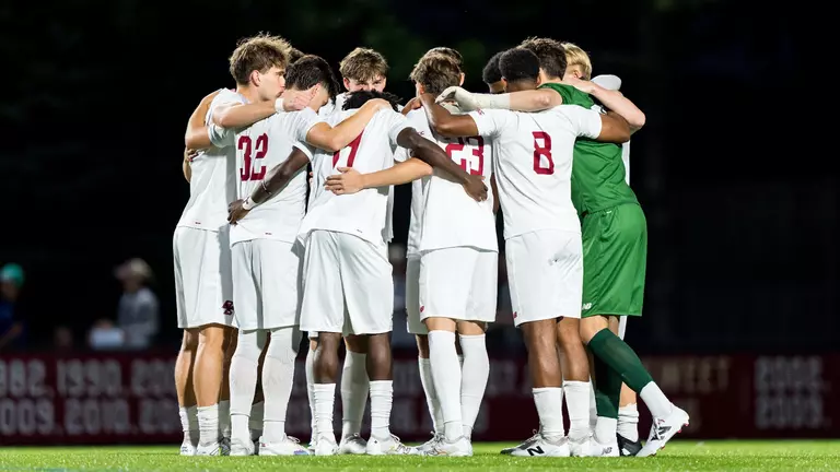 Men's Soccer huddle against NC State