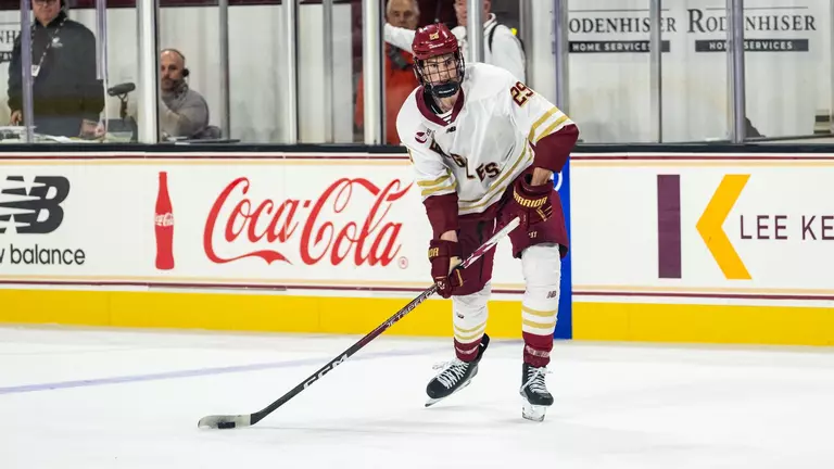 CHESTNUT HILL, MASSACHUSETTS - October 15, 2026 - The No. 16 Boston College men's hockey team takes on St. Cloud State at Conte Forum on October 15, 2026 in Chestnut Hill, Massachusetts. (Photo by Meg Kelly)