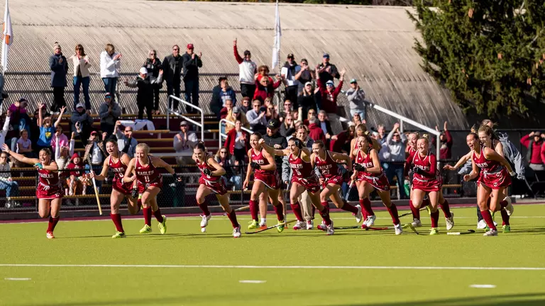 Field Hockey Game winning team celebrates