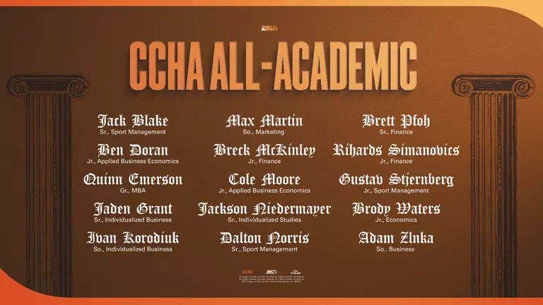 15 Falcons Named to CCHA All-Academic Team