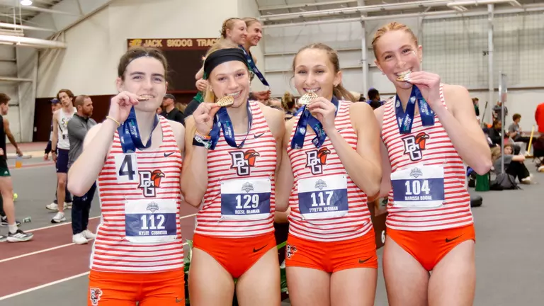 Falcons Win Gold in DMR at MAC Championships Day One
