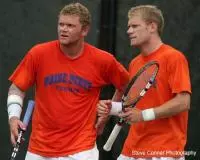 Shields brothers advance in doubles play, while Clancy Shields battles hard but falls in straight sets at NCAA Men's National Te