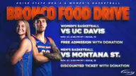 Broncos to Host Food Drive Before Women’s and Men’s Basketball Games