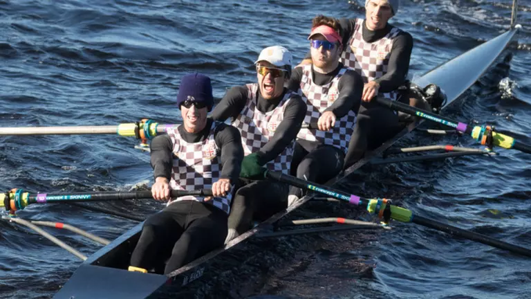 Men's Crew Wins Varsity Four at Foot of the Charles