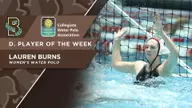 Women’s Water Polo’s Burns Gains CWPA Defensive Player of the Week