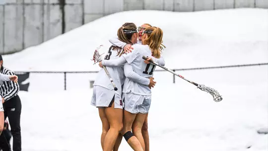 Women's Lacrosse Celebration Against Cornell