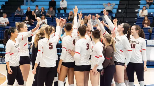 Volleyball team huddle
