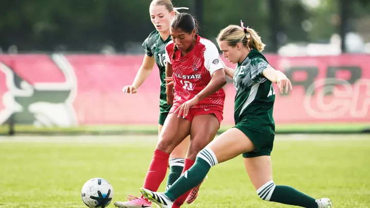 The Ball State soccer team competes against Eastern Michigan University at the Briner Sports Complex at Ball State University in Muncie, Indiana on Oct 1, 2026 at Ball State University. Photo by Bobby Ellis/Ball State University.
