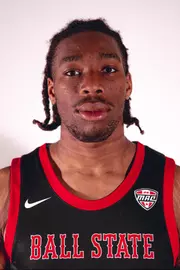 Babatunde Durodola headshot featuring Durodola in a black Ball State basketball jersey