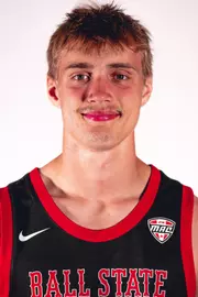 Easton Foster headshot featuring Foster in a black Ball State basketball jersey