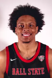 Javion Guy-King headshot featuring Guy-King in a black Ball State basketball jersey