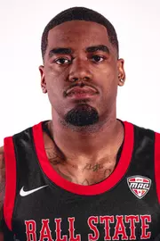 Jazz Henderson Jr. headshot featuring Henderson in a black Ball State basketball jersey