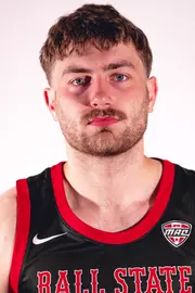 Joey Hart headshot featuring Hart in a black Ball State basketball jersey