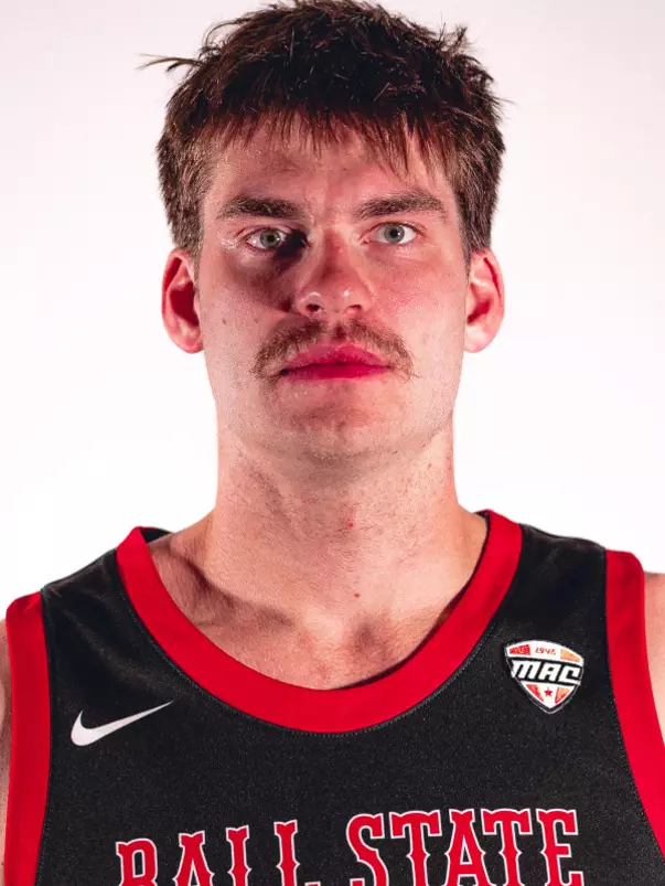 Mason Jones headshot featuring Jones in a black Ball State basketball jersey