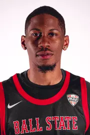 Trey Lewis headshot featuring Lewis in a black Ball State basketball jersey