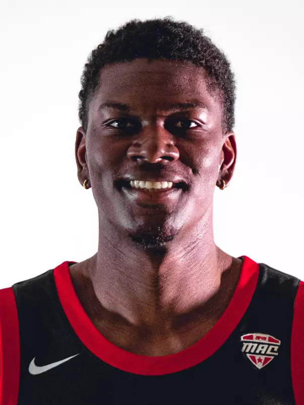 Kijani Wright headshot with Wright in a black Ball State basketball jersey