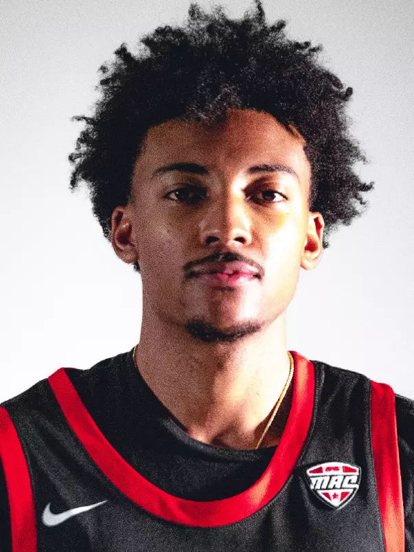Zaon Collins headshot with Collins in a black Ball State basketball jersey