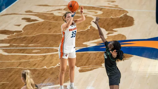 Image related to Bison Take Down Le Moyne 65-41 in Sojka on Education Day