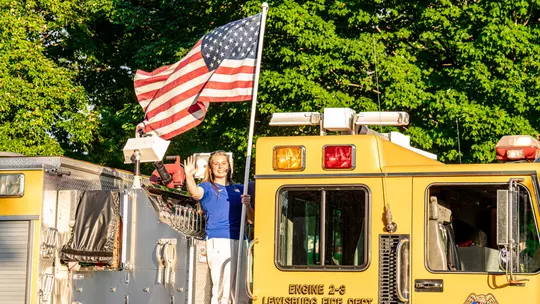 Image related to Bucknell Community Displays Orange & Blue Spirit in Evelyn Bliss Sendoff for World Championships