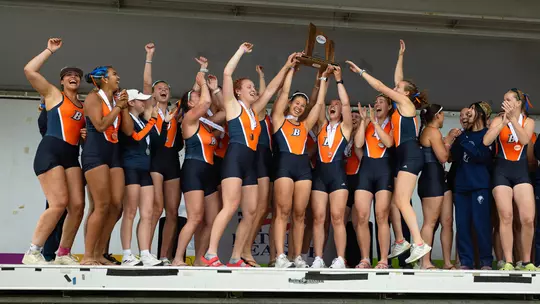 Bucknell Rowing Team with Patriot League Runner-Up Trophy