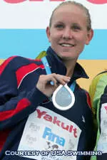 Jessica Hardy on the medal stand at the World Championships.