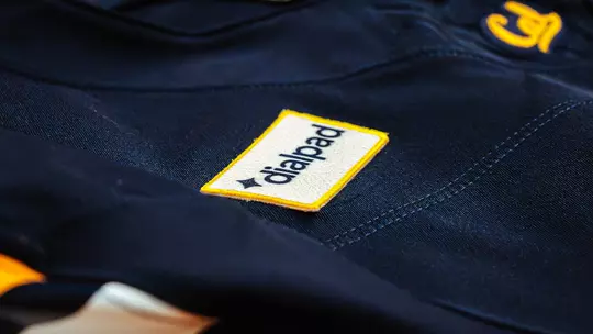 Cal football jersey with Dialpad sponsor patch