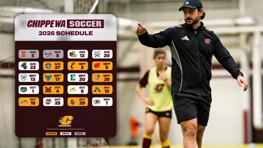 2026 CMU Soccer Schedule Release Graphic