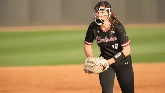 Mackenzie Mathis pitching at Patriots Point