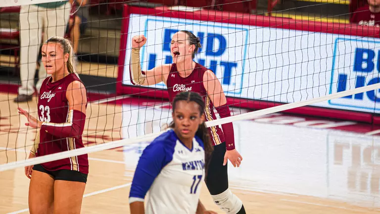 Rosa Brencic celebrating a Charleston point Oct. 10 vs Hampton.