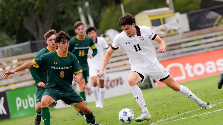 Matt Lenert battles a defender