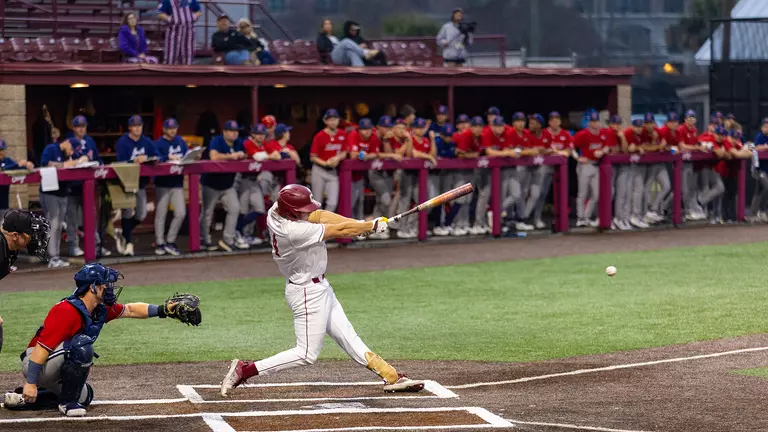Stow Rogers swinging at a ball.