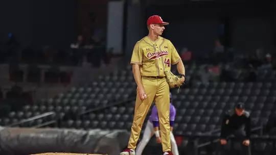 Hunter Phipps looking in for a sign Feb. 25, 2026 vs ECU.
