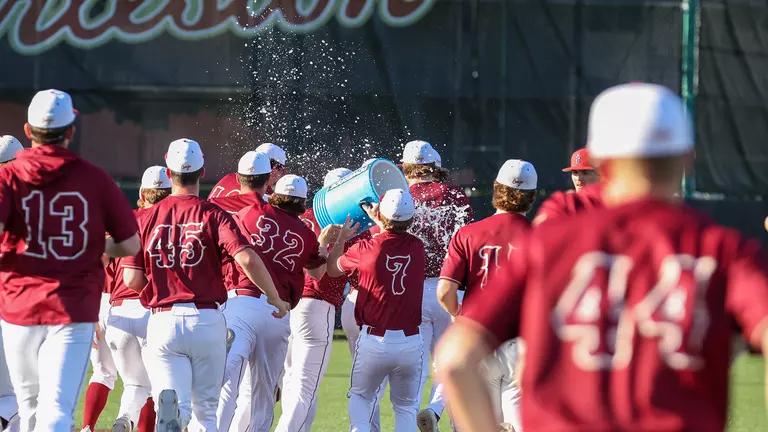 Charleston celebrating the walk-off win March 14 against Stony Brook