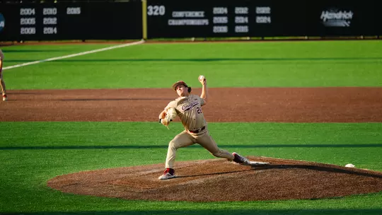 Parker Sweeney pitching against Presbyterian.