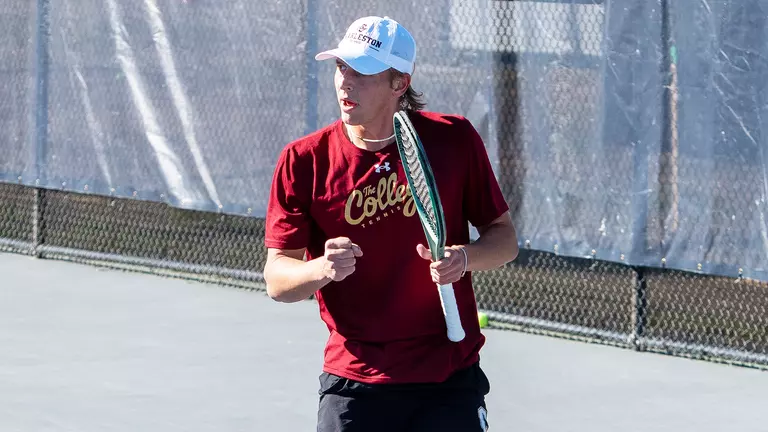 Leon Harder celebrates winning point