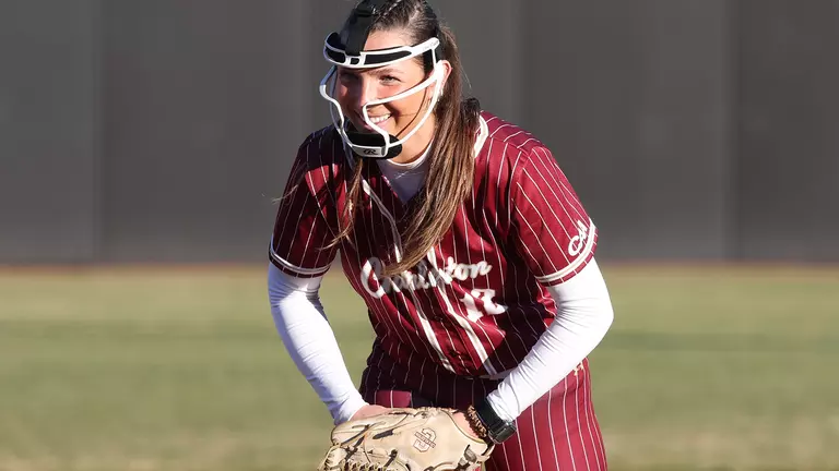 Mackenzie Mathis getting ready to pitch