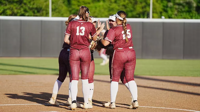 Softball team huddle