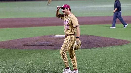 Ryan Hench smiling after beating Charleston Southern April 21, 2026.