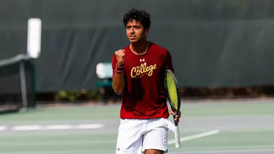 Ram Mude celebrates winning a point
