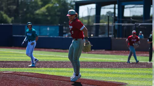 Carson Bryant celebrating after a strikeout May 3, 2026 at UNCW.