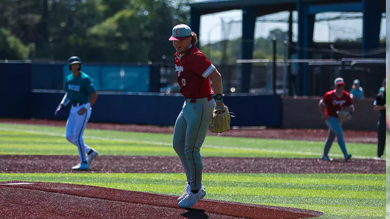 Carson Bryant celebrating after a strikeout May 3, 2026 at UNCW.