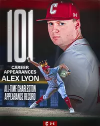 Alex Lyon Career Appearance Record Charleston Baseball