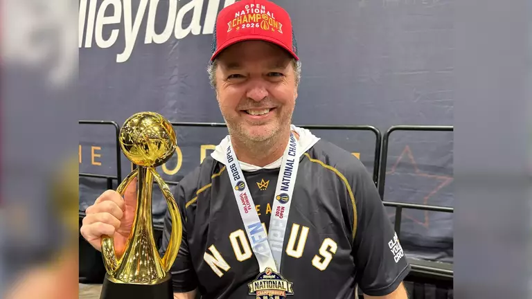 Jason Kepner celebrating his 2026 USAV Adult Nationals title.