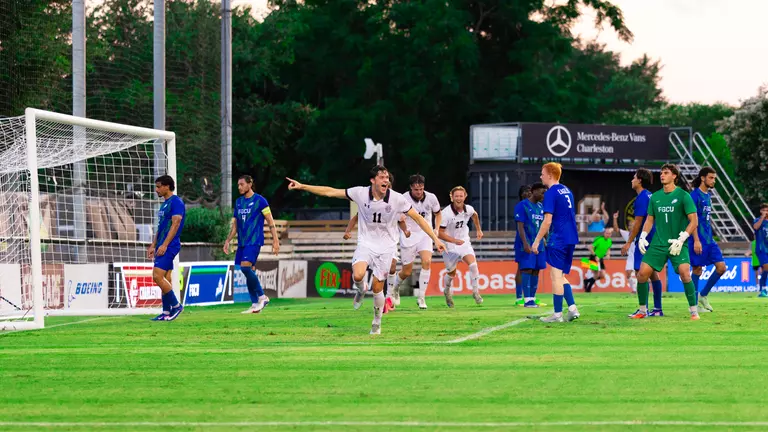 Matt Lenert celebrates goal